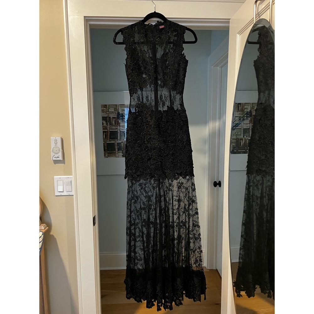 Long black lace gown